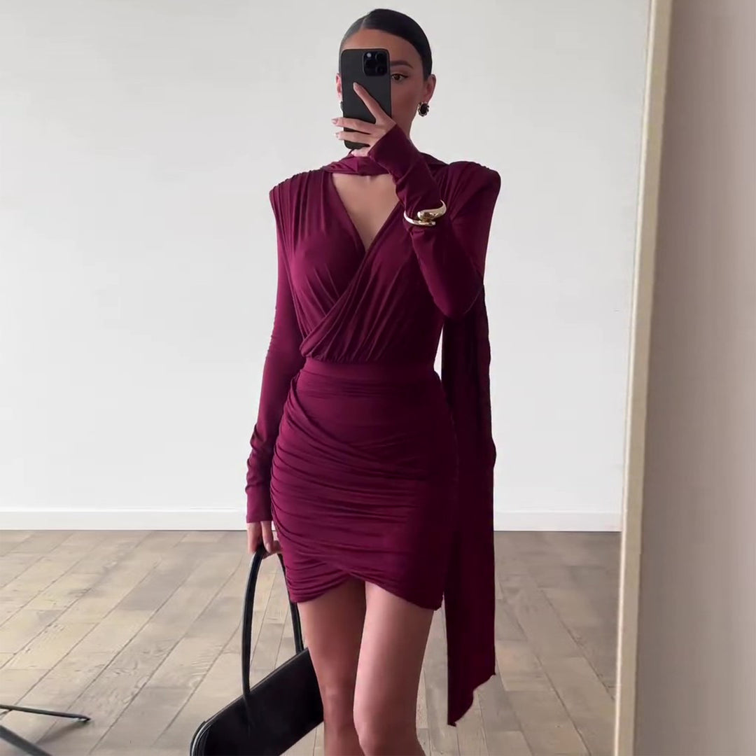 Women's wrap dress with asymmetrical hem and sophisticated top Lisslune