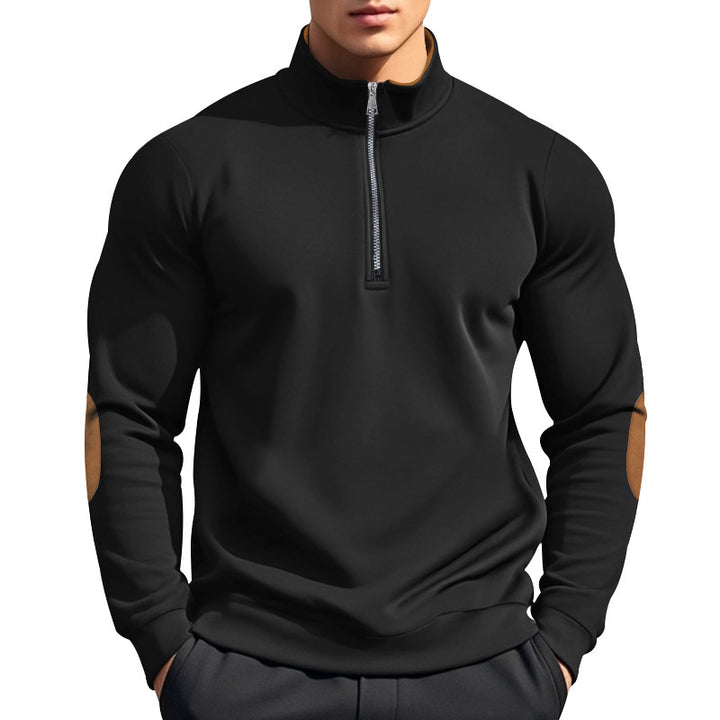 Men's sporty pullover with stand-up collar and zipper Lisslune