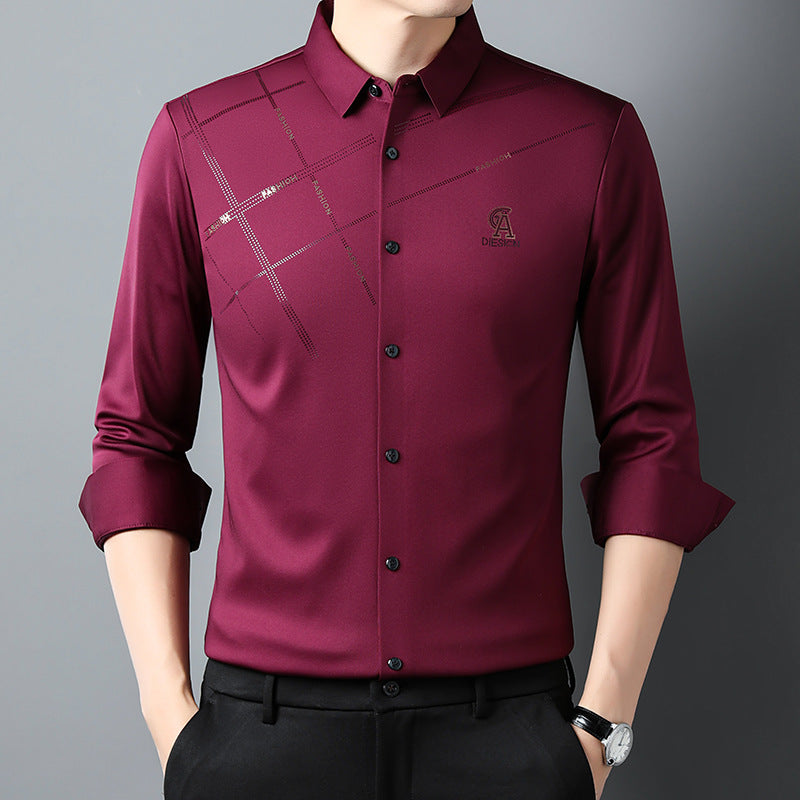 Men's elegant long-sleeve shirt with modern graphic design Lisslune