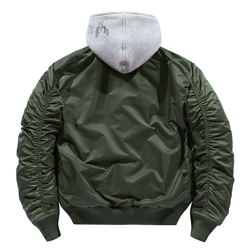 Men's casual bomber jacket with removable hood and warming inner lining Lisslune