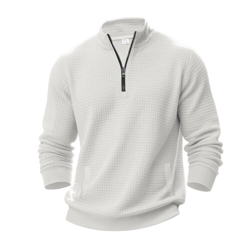 Men's quilted pullover with short zipper and textured design Lisslune