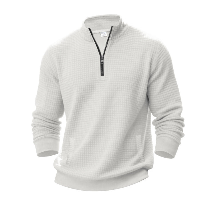 Men's quilted pullover with short zipper and textured design Lisslune