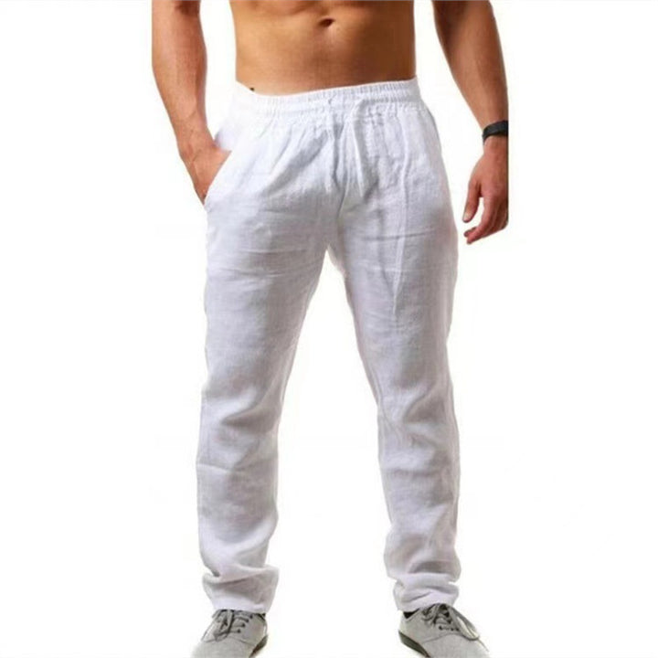 Men's Casual Linen Leisure Pants with Elastic Waistband and Adjustable Drawstring Lisslune
