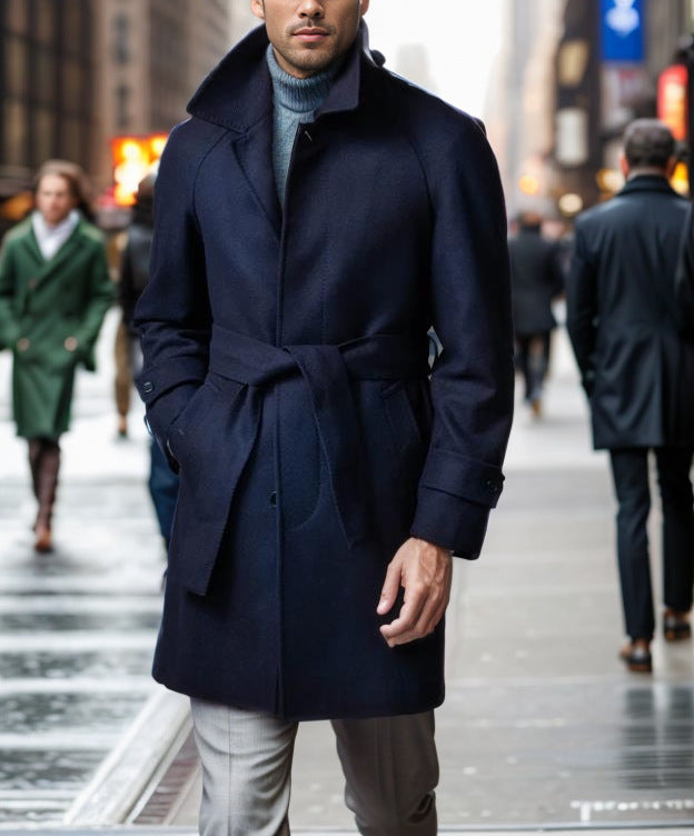 Men's Elegant Wool Trench Coat Lisslune