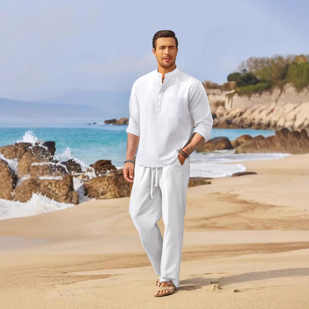 Men's Light Summer Linen Pants with Matching Top Lisslune
