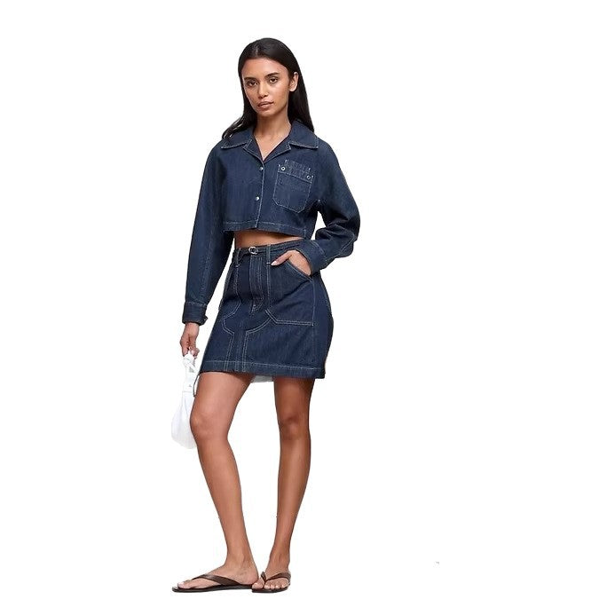 Women's Denim Crop Jacket and Mini Skirt Set Lisslune
