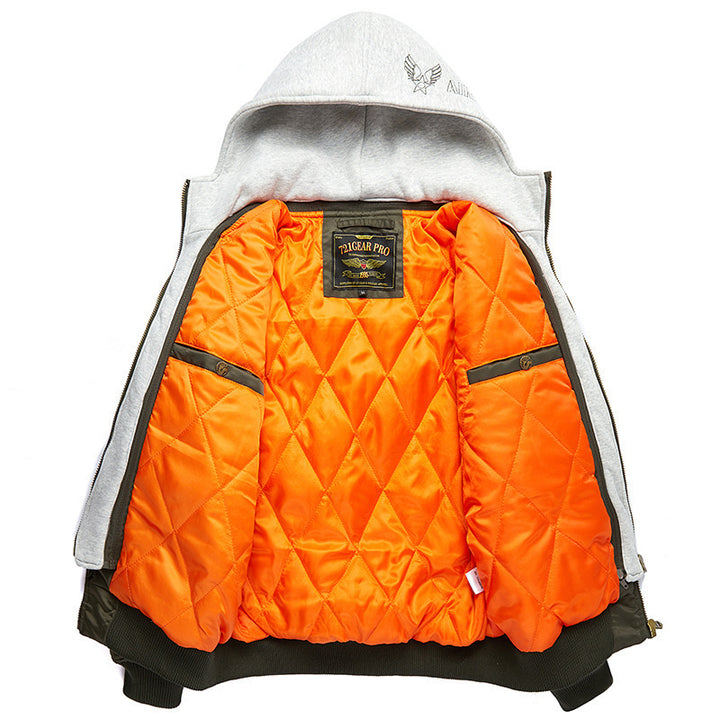 Men's Multifunctional Bomber Jacket with Removable Hood Lisslune