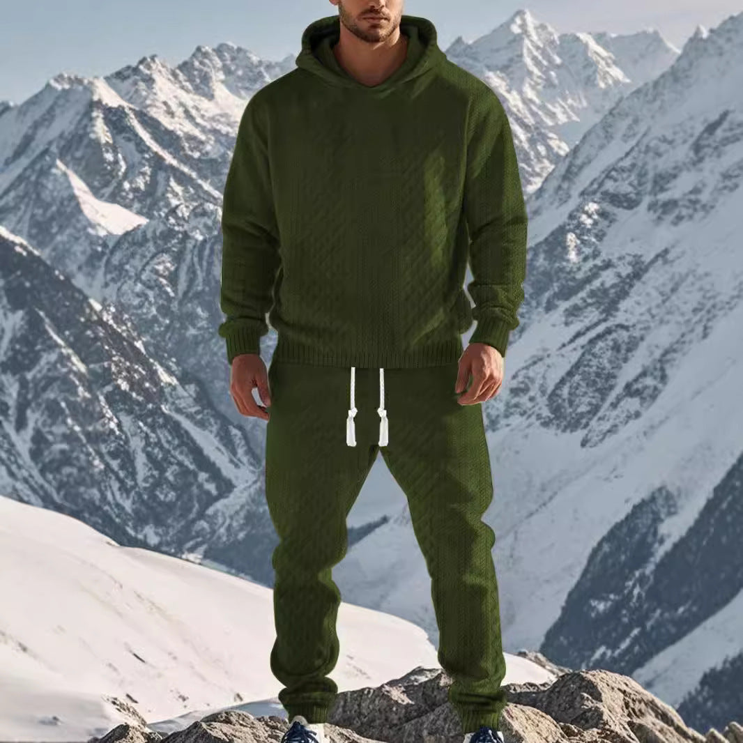 Men's sporty hoodie and jogging pants set with textured design Lisslune