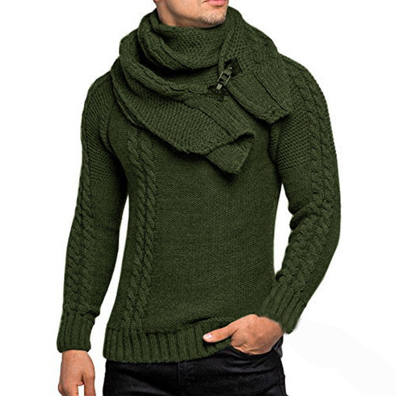 Men's knitted sweater with integrated scarf Lisslune