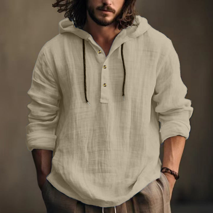 Men's casual hoodie with button placket and comfortable fit Lisslune