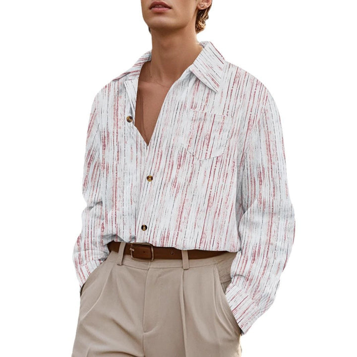Men's casual long sleeve shirt with modern texture and stylish buttons Lisslune