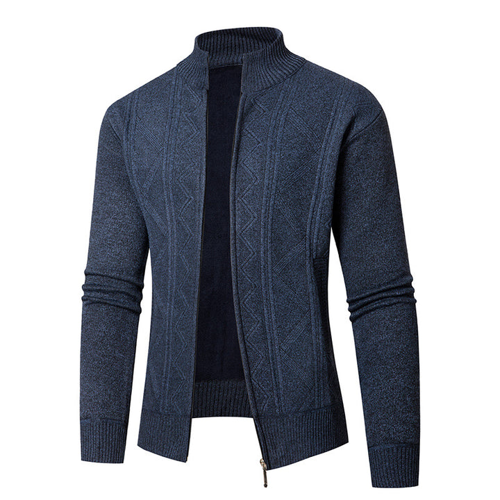 Men's cardigan with elegant patterns and modern stand-up collar Lisslune