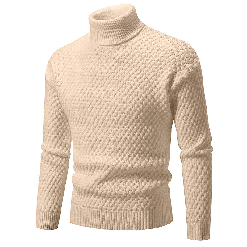 Men's knit pullover with high collar and textured surface Lisslune