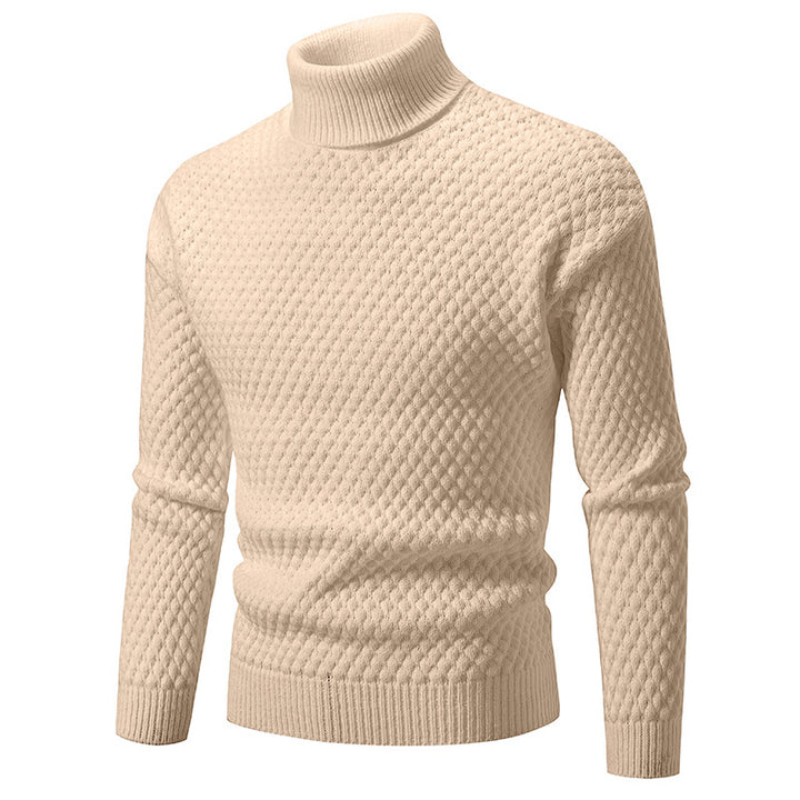 Men's knit pullover with high collar and textured surface Lisslune