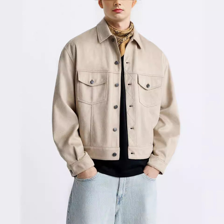 Men's casual suede jacket with practical chest pockets and modern cut Lisslune