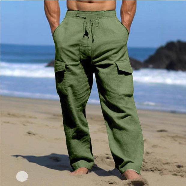 Men's Comfortable Cargo Pants with Practical Drawstring and Side Pockets Lisslune