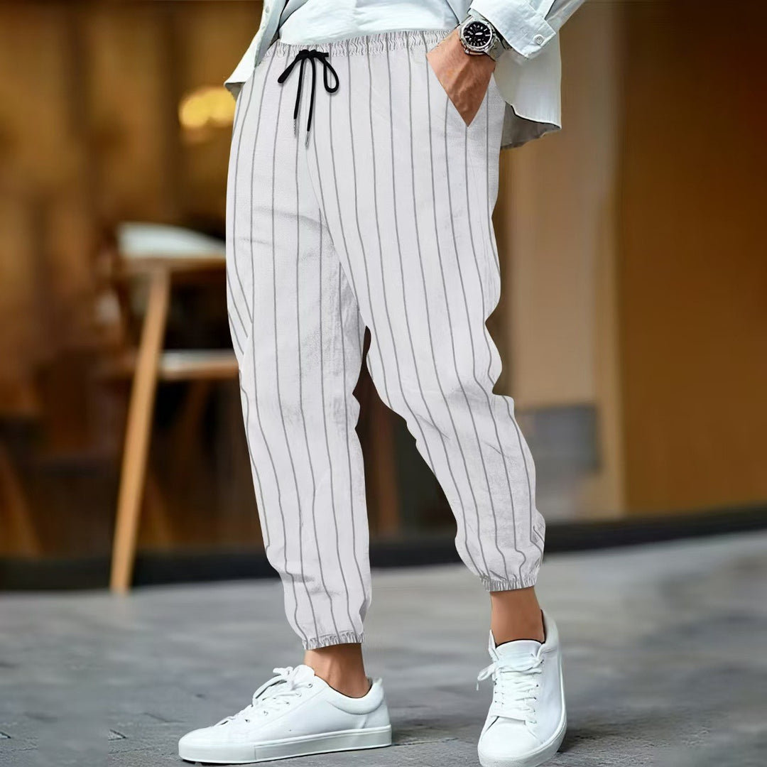 Men's stylish leisure pants with elegant striped pattern Lisslune