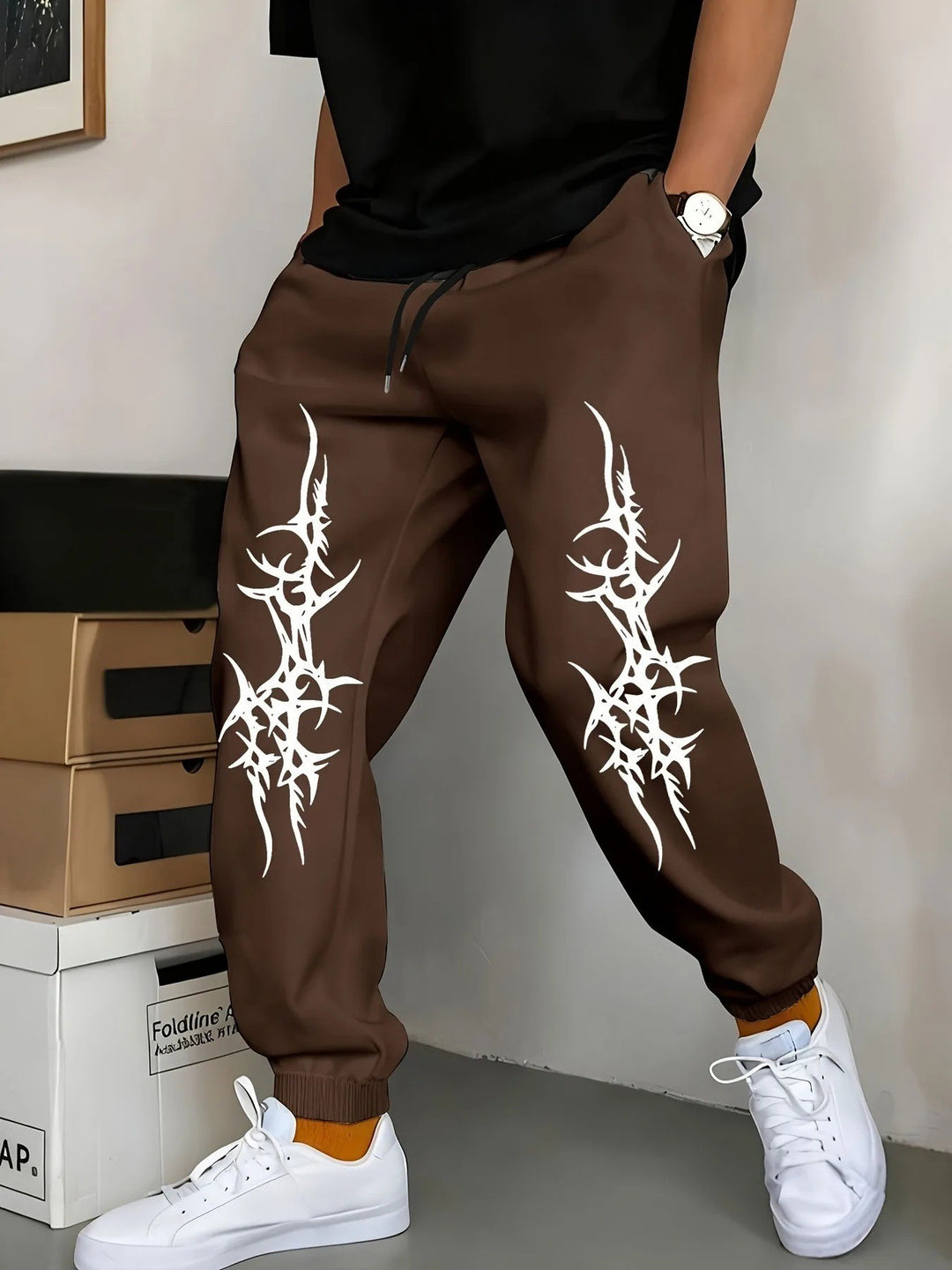 Men's Relaxed Fit Jogging Pants with Eye-Catching Graphic Design Lisslune