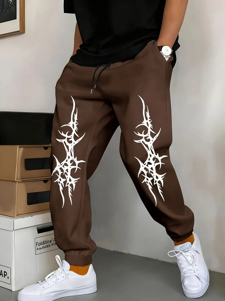 Men's Relaxed Fit Jogging Pants with Eye-Catching Graphic Design Lisslune