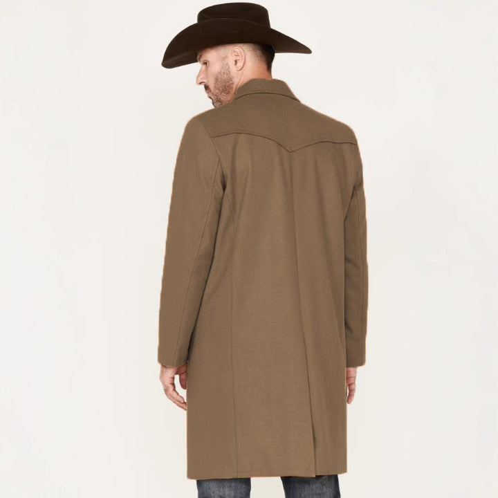 Men's elegant long coat in classic western style with high-quality details Lisslune