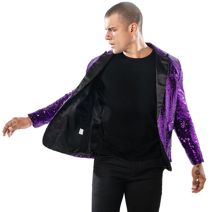 Men's Glamorous Sequin Blazer with Modern Cut and Elegant Accents Lisslune