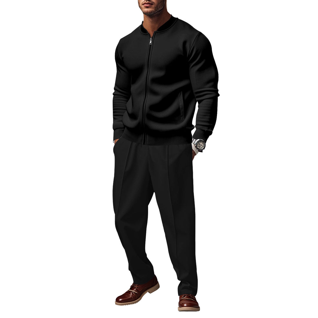 Men's sporty tracksuit with practical pockets and short zipper Lisslune