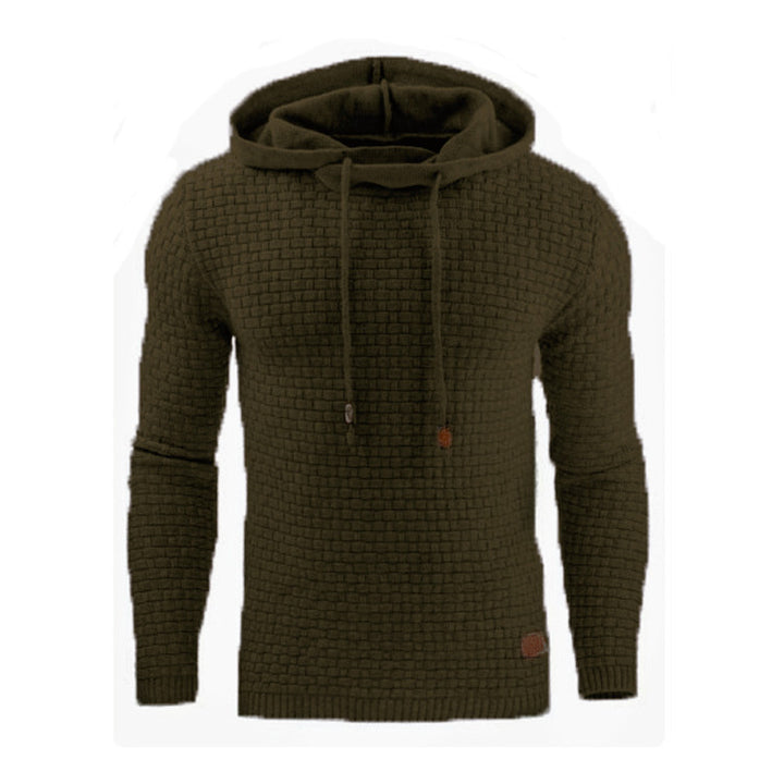 Men's knitted sweater with textured surface and integrated hood Lisslune