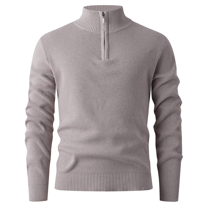 Men's knit sweater with modern stand-up collar and functional zipper Lisslune