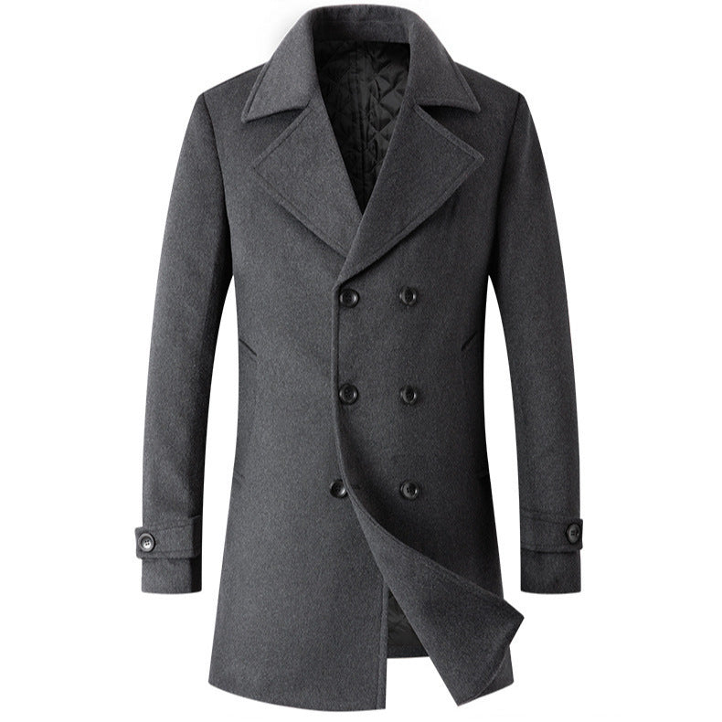 Men's elegant reversible coat with double button placket and hidden belt Lisslune