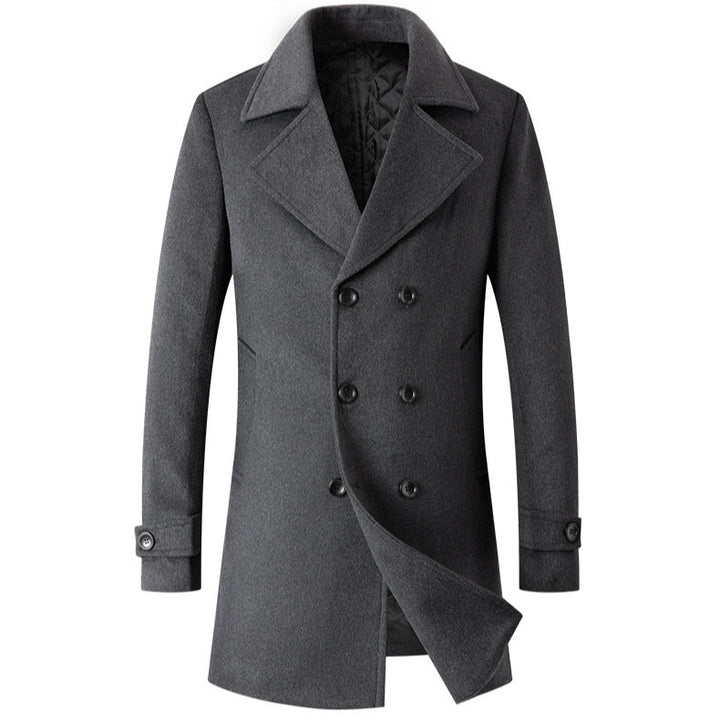 Men's elegant reversible coat with double button placket and hidden belt Lisslune