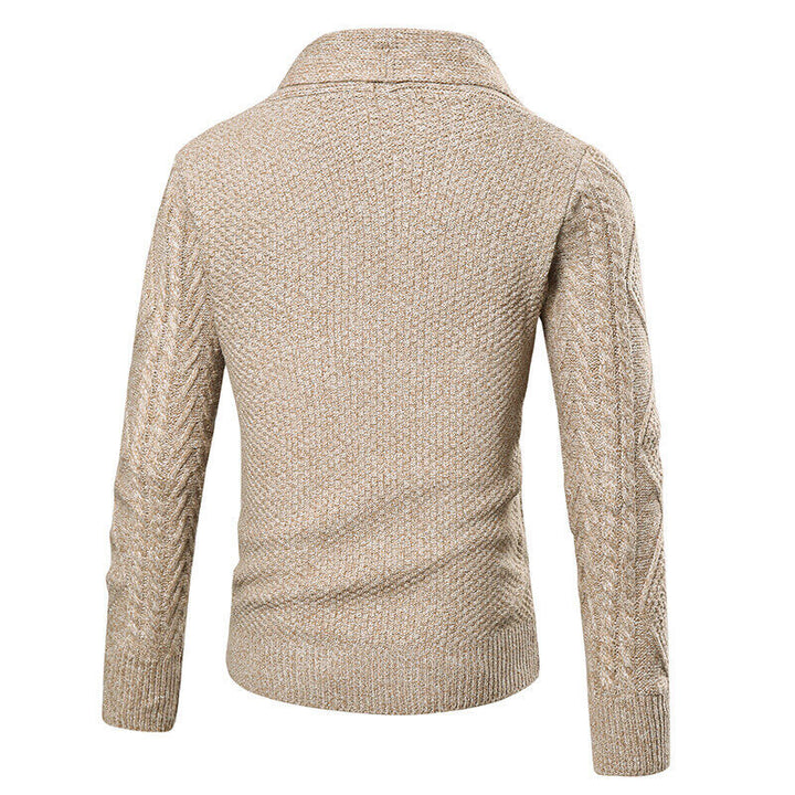 Men's cardigan with modern cable pattern and patch pockets Lisslune