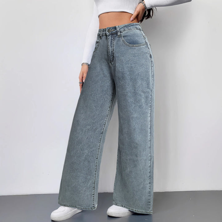 Ladies wide-cut vintage-style jeans with high waistband and casual look Lisslune