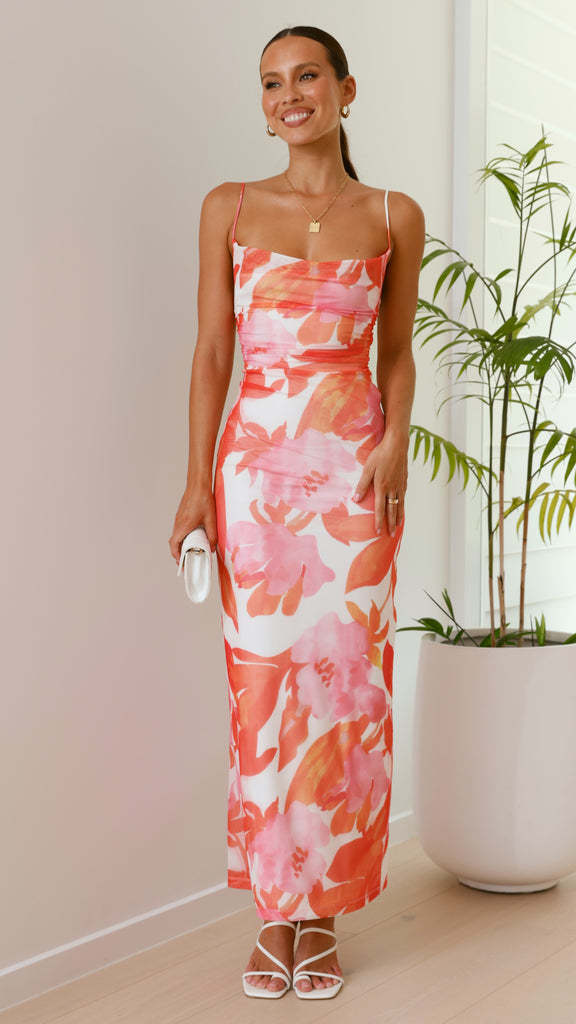 Women's maxi dress with sleeveless cut and elegant floral design Lisslune