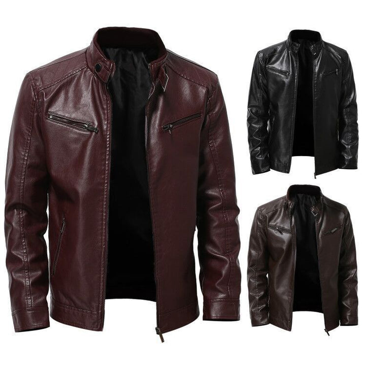 Men's stylish motorcycle jacket with asymmetrical zipper and high-quality details Lisslune