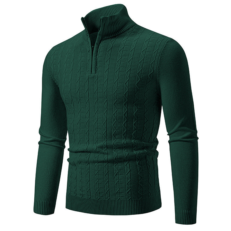 Men's fashionable knitted sweater with stand-up collar and zipper Lisslune