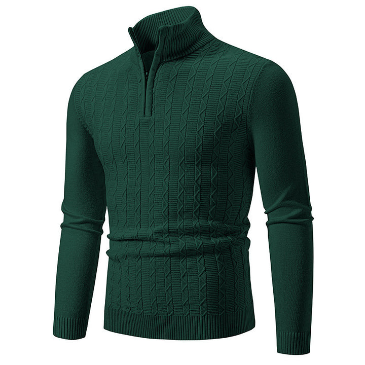 Men's fashionable knitted sweater with stand-up collar and zipper Lisslune