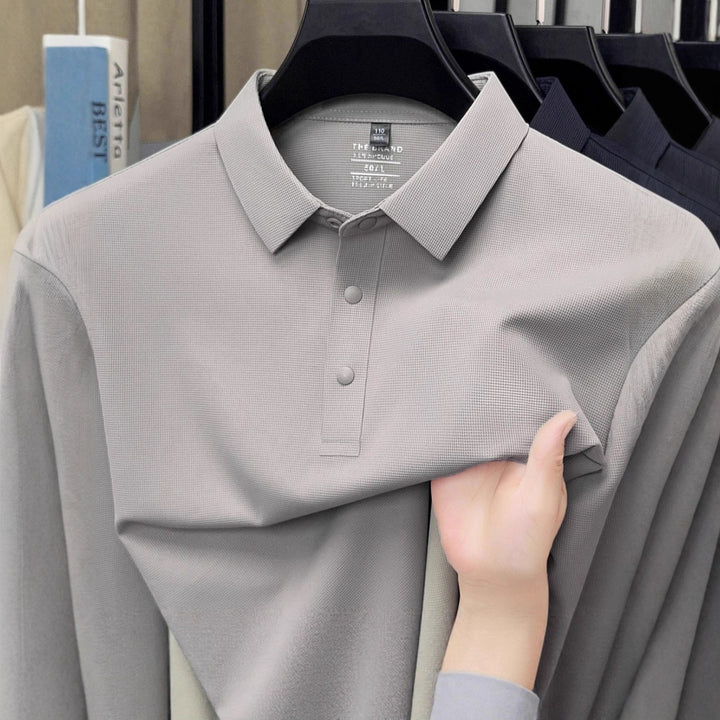 Men's Long Sleeve Polo Shirt with Breathable Structure Lisslune