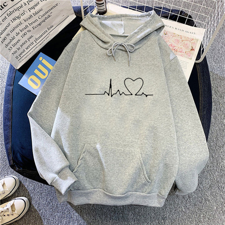 Women's hoodie with heart beat motif Lisslune