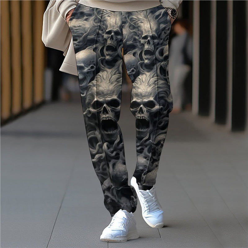 Men's cargo pants with unique skull pattern and elastic waistband Lisslune
