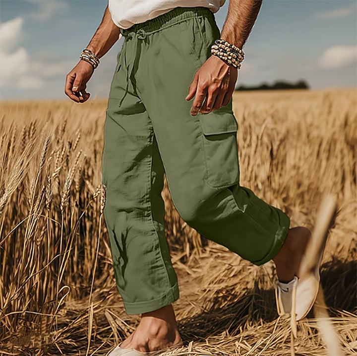 Men's cargo pants with elastic waistband and practical side pockets Lisslune