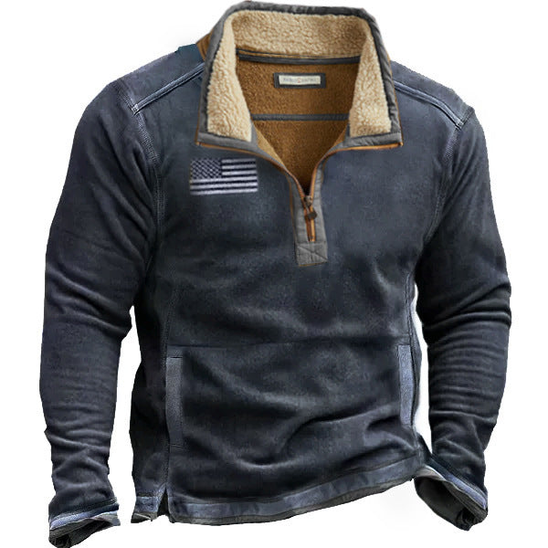 Men's fleece jacket with high collar and practical zipper opening Lisslune