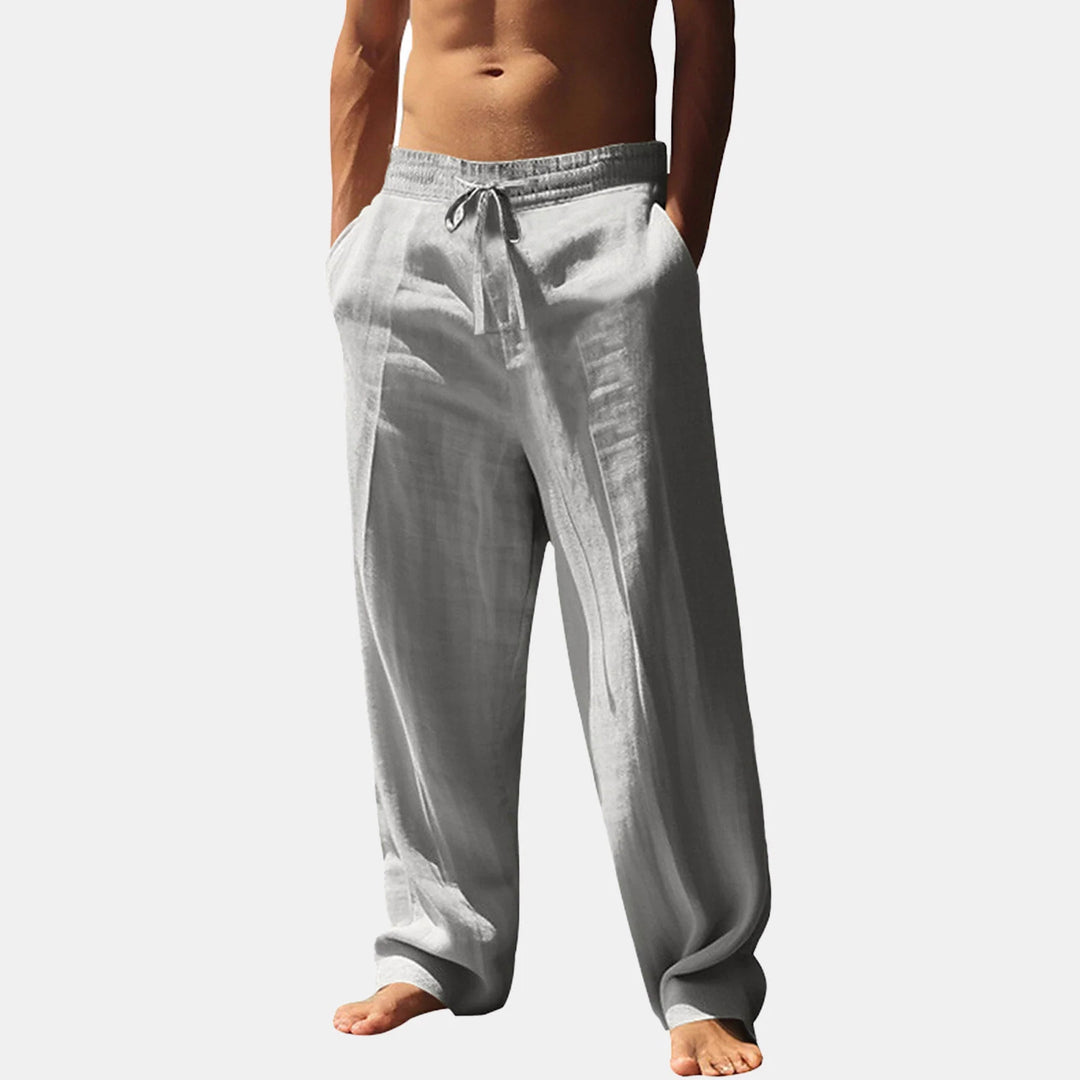 Men's Casual Linen Pants with Elastic Waistband and Side Pockets Lisslune