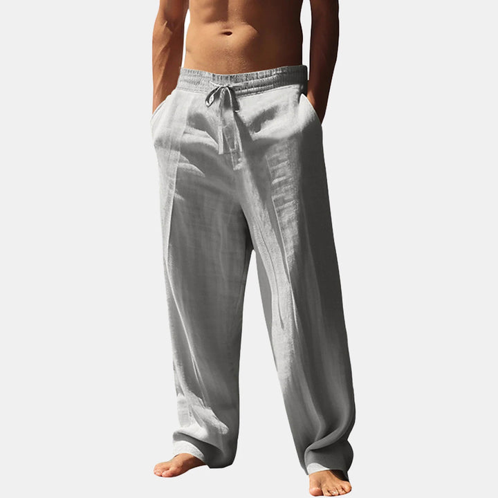Men's Casual Linen Pants with Elastic Waistband and Side Pockets Lisslune