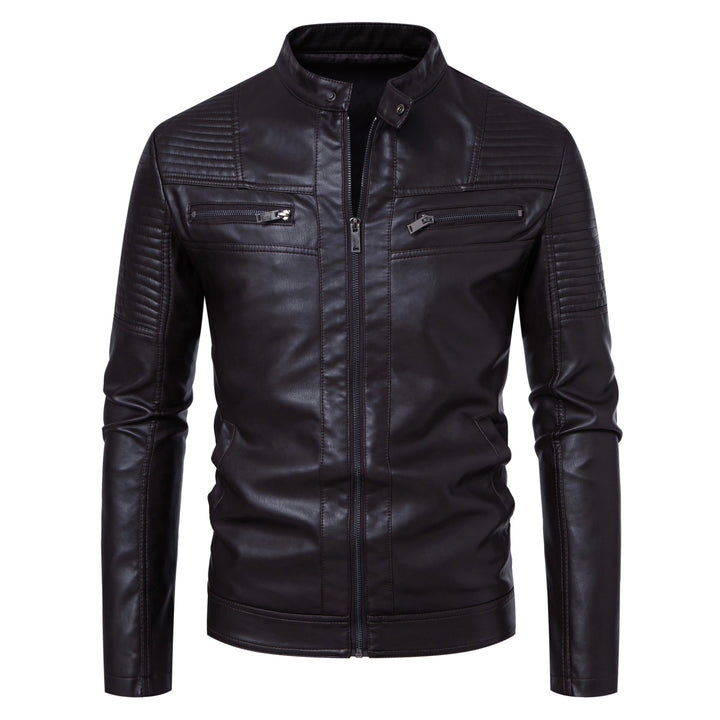Men's stylish synthetic leather jacket with textured design and innovative details Lisslune