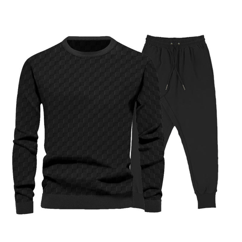 Men's casual sports set with checkered design and elastic waistband Lisslune