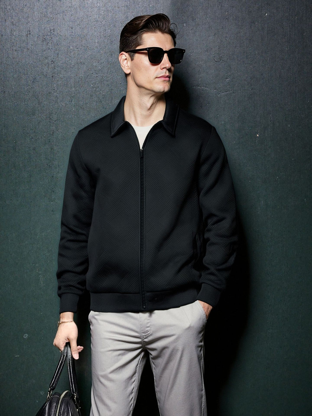 Men's sporty jacket with textured design and modern collar Lisslune