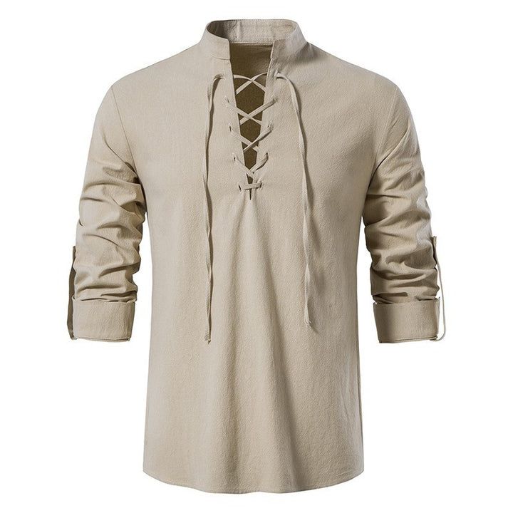 Men's Long Sleeve Shirt with Modern Drawstring Lisslune