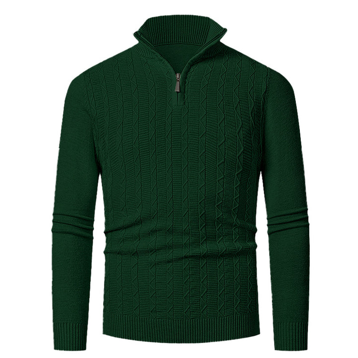 Men's knit sweater with high collar and fine cable design Lisslune