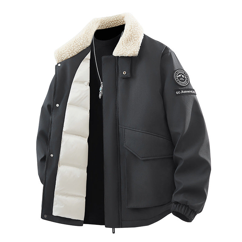 Men's trendy transitional jacket with insulating fleece collar and practical pockets Lisslune