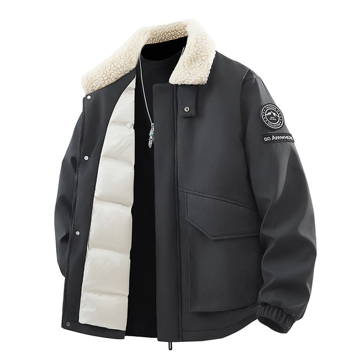 Men's trendy transitional jacket with insulating fleece collar and practical pockets Lisslune
